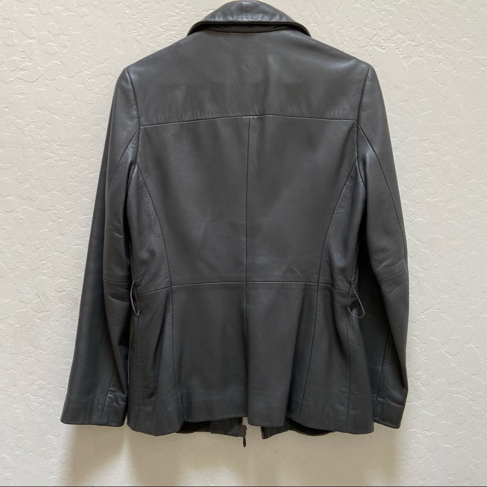 Esprit gray belted leather jacket - Picture 5 of 12